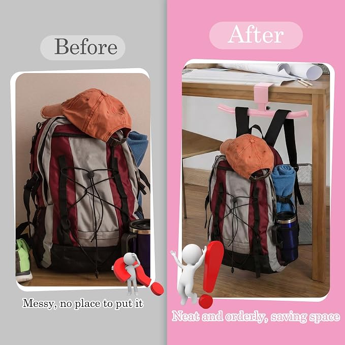 Geelin Bag Hook for Desk Table Heavy-Duty Backpack Hanger Clamp On Purse Holder Adjustable Under Desk Bag Hook for Headphones Handbag Hanger for Classroom Dorm Back to School(Pink) - Image 5