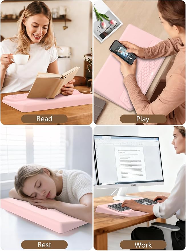 2-in-1 Ergonomic Keyboard Stand with Wrist Rest, Pink - Image 7