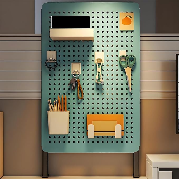 Desktop Clamp Peg Board with Accessories, Metal Pegboard, Height Adjustable, Suitable for Organize Home,Office and Gaming Setup(Blue) by Unknown