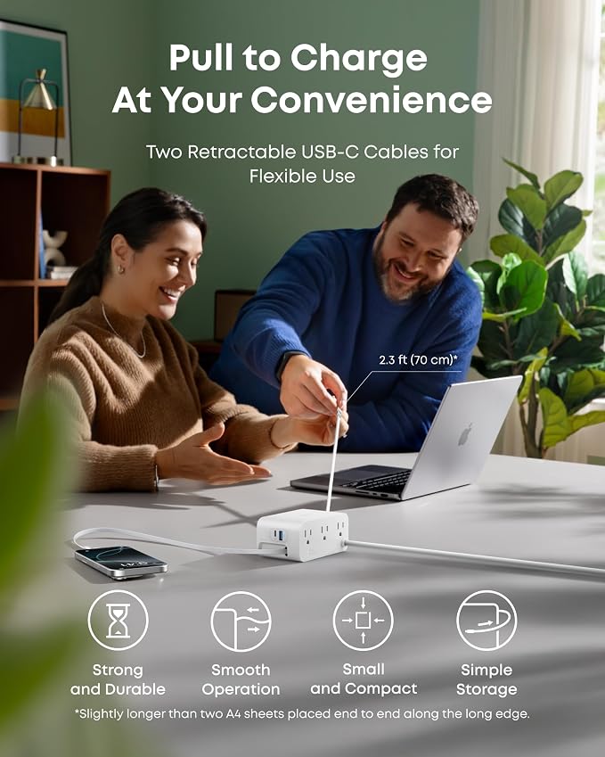Anker Nano Charging Station, 100W 7-in-1 Power Strip, Retractable Charger - Image 4