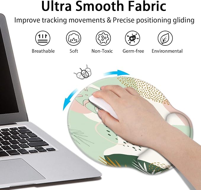 Britimes Ergonomic Mouse Pad Set with Wrist Rest, Boho Leaves - Image 4