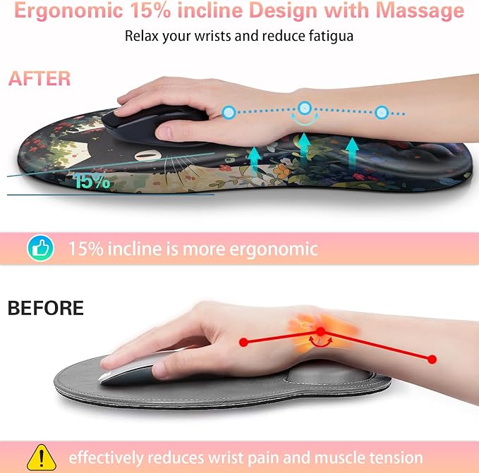 Mouse Pad with Wrist Rest, Canjoy Ergonomic Wrist Support with Massage - Image 3