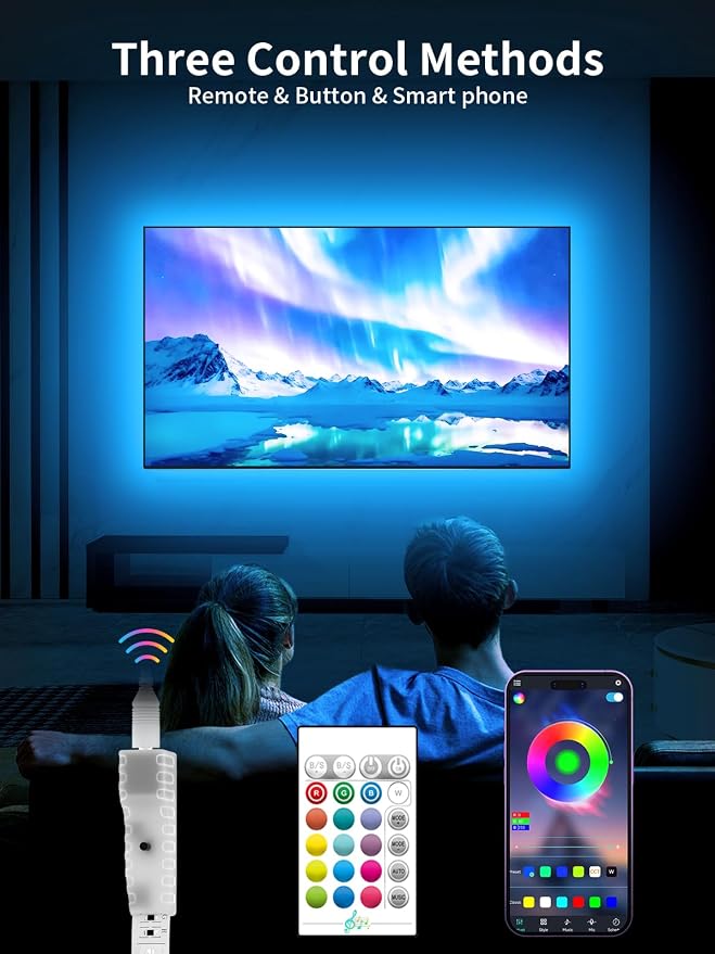 KANTUTOE TV Lights Behind, 19.68ft LED Lights for 55-85 Inch TV, RGB TV Backlight, Music Sync Bluetooth APP and Remote Control Strip Lights USB Powered for Bedroom Gaming Room Decor - Image 2