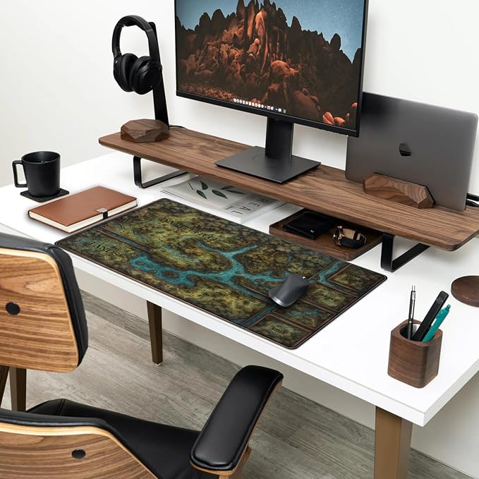 Game Forest Large Mouse Pad XXL Green Map Playmat for MTG Adventure Gaming Deskpad Desk Mat for Keyboard and Mouse Mat with Stitched Edges Anti-Slip Funny Desk Pad, 31.5 X 15.8 in - Image 3