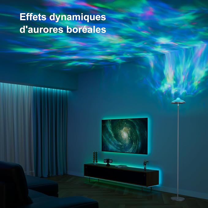 DUSKTEC 3-in-1 Floor Lamp, RGB Aurora & Galaxy Star Projector, 69", Silver - Image 4