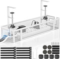 Under Desk Cable Management Tray, 15.75" No Drill Cable Management White, by GZOKMOG
