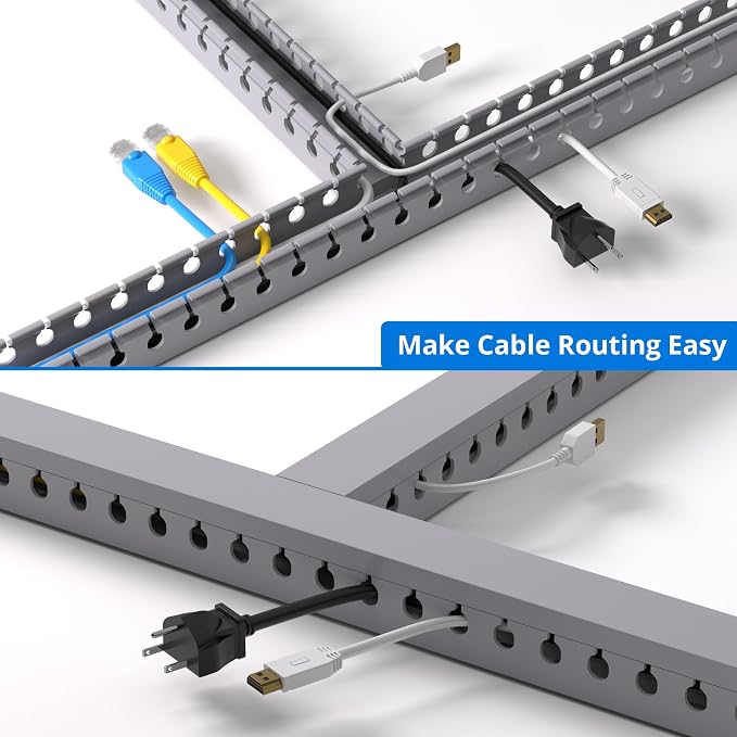 1.2"H x 1.2"W Cable Raceway, 132in Under Desk Wire Management Channel, Grey - Image 4