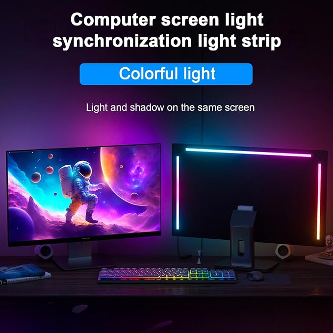 HURRISE RGB Phantom Ambiance Display LED Light Bar, Music Rhythm Dynamic Light Synchronization Color Dynamic Mode Music Mode Light Strip, Enhancing Gaming Experience (32inch) - Image 3
