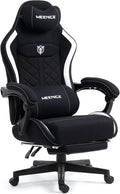 Big and Tall Gaming Chair Fabric with Footrest, Massage Lumbar for Adults | Ergonomic High Back Gamer Chair with Pocket Spring Cusion, Wide Video Game Chair Comfy for Big Guys 400LBS Home Office Black by MEENICE