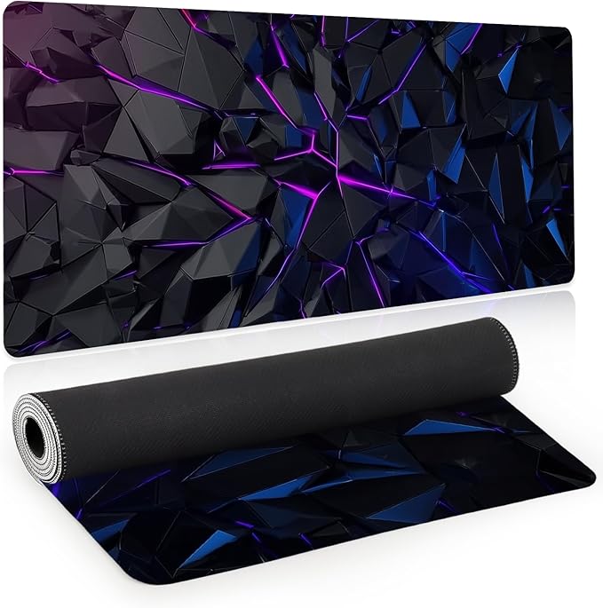Gaming Mouse Pad, XL Extended Big Computer Mousepad, Large Mouse Pad for Desk with Non-Slip Rubber Base, Desk Mat, Keyboard Mat for PC, Office&Home, 31.5x11.8in, Geometric Neon by Unknown
