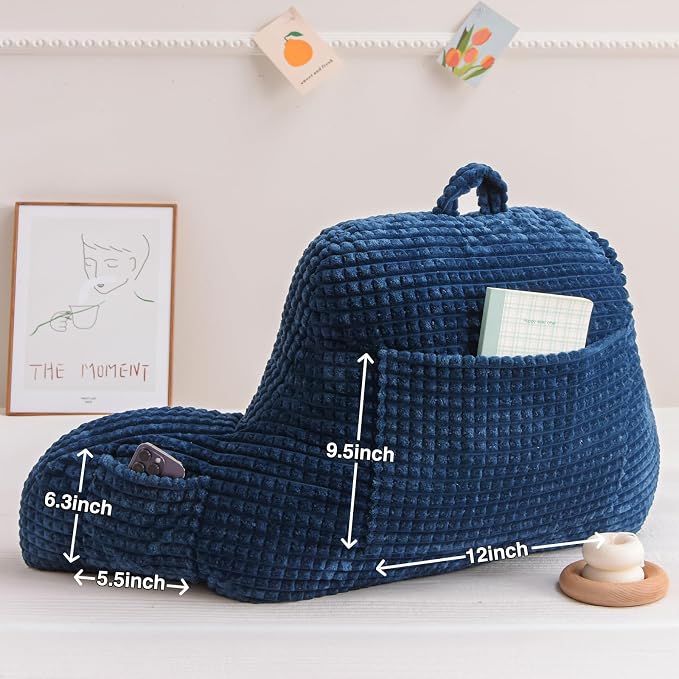 A Nice Night Navy 17" Bed Wedge Pillows with Arms for Sitting - Image 4