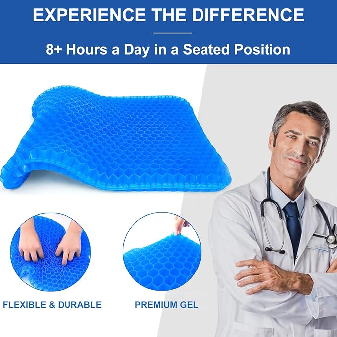 Gel Seat Cushion for Long Sitting Pressure Relief(Super Large&Thick) -Wheelchair Cushion for Pressure Sores - Coccyx,Sciatica & Tailbone Pain Relief Cushion- Non-Slip Butt Pillow for Office, Home, Car - Image 3