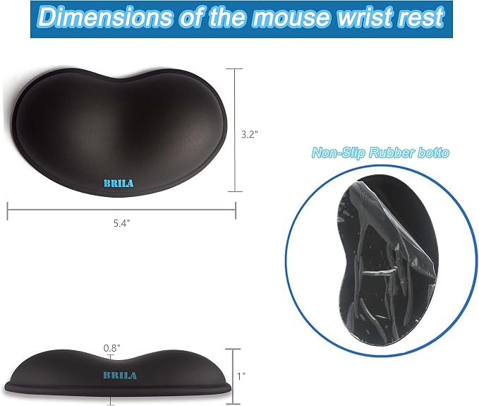 BRILA Ergonomic Silicone Mouse Wrist Rest, Cooling Silica Gel PU Leather Mouse Wrist Support Pad for Office Work and Laptop Computer Gaming - Image 4