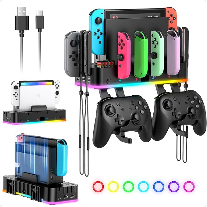 FASTSNAIL RGB Switch Wall Mount for Joy-Con/Nintendo Switch 1/ OLED Console by FASTSNAIL