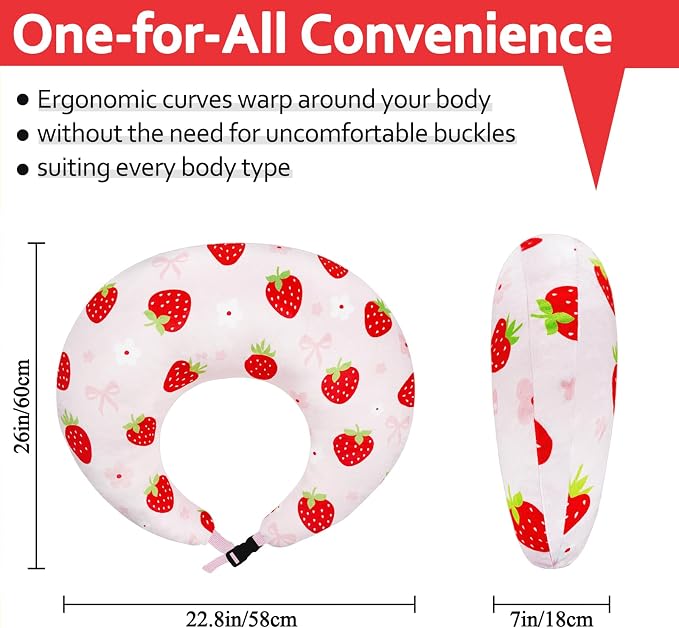 Crafting Pillow for Crocheting, Crochet Pillow for Lap Support, 12 Fun Print Styles, Ergonomic Arm Support, For Bed, Floor, Chair Comfort, Pain Relief and Fatigue for Gaming and Woking (Strawberry) - Image 2