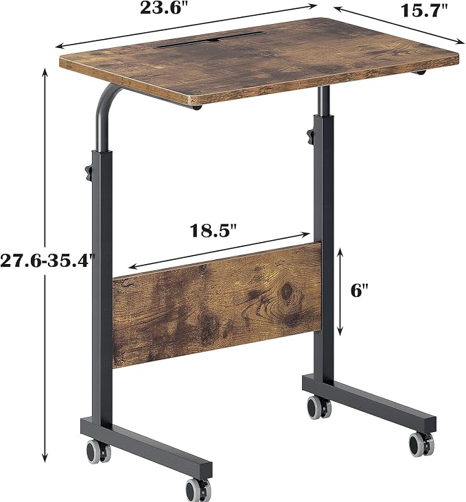 DlandHome 23.6 Inches Rolling Desk with Wheels Adjustable Height - Image 3