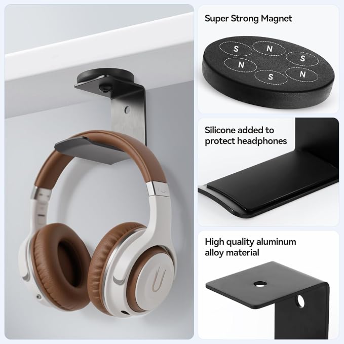 Magnetic Headphone Holder, Aluminum Headset Hook - Image 3