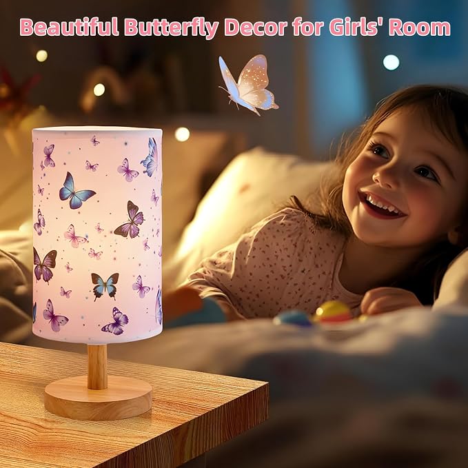Butterfly Lamp,LED Kids Table Lamp for Bedroom Decor Girls Bedside Lamps - Image 6