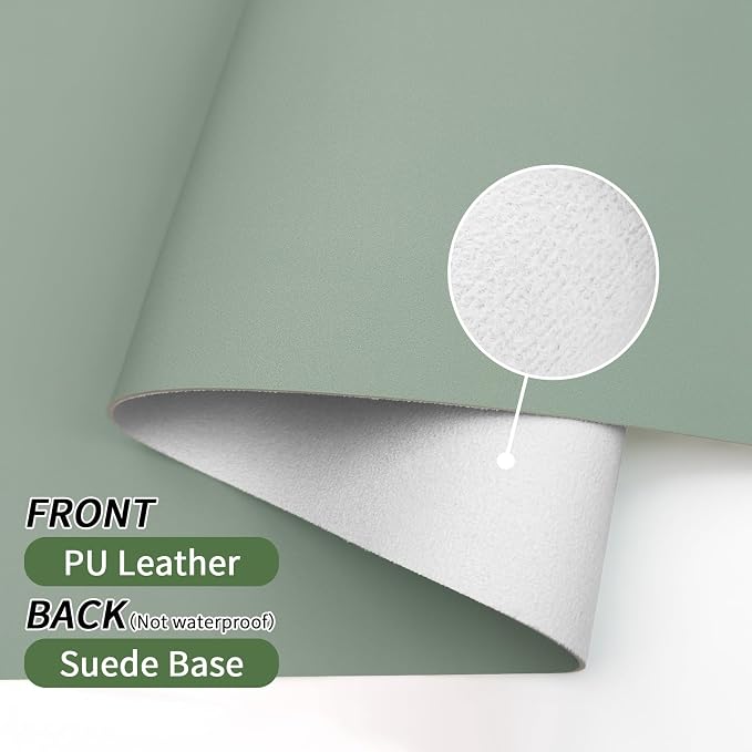 Bloss Leather Desk Mat, Large Mouse Pad, Non-Slip Desk Protector Mat, Leather Desk Blotter, Waterproof Desk Pad for Office Home Decor/Grey Green(31.5×15.7 Inches) - Image 6