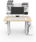 Dezctop Bifrost 120 47W x 28D Gaming PC Computer Desk with Shelves, Large Workstation for Gamers or Home Office with Pegboard, Built-in Cable Management, Stainless Steel Frame (Oak) by Dezctop