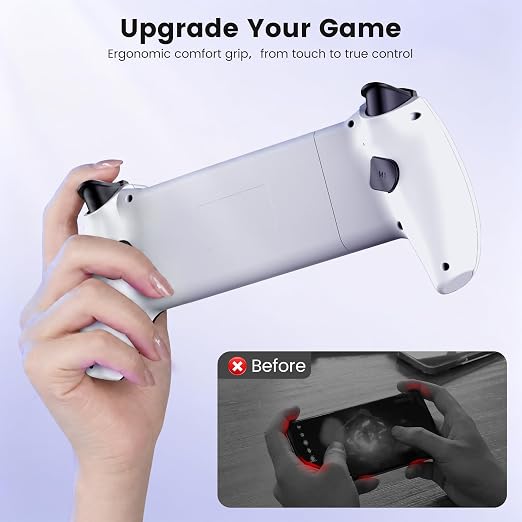 NinjaPlusOX Mobile Gaming Controller for iPhone/Android/Switch 2/Switch/OLED, Wireless Phone Controller with Hall Effect Joysticks/Hall Triggers, 8 Color RGB Lighting, Turbo, Macros -White - Image 4