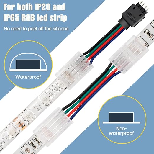 Solderless LED Strip Connectors 4 Pin,RGB Strip to Controller Jumper - Image 5