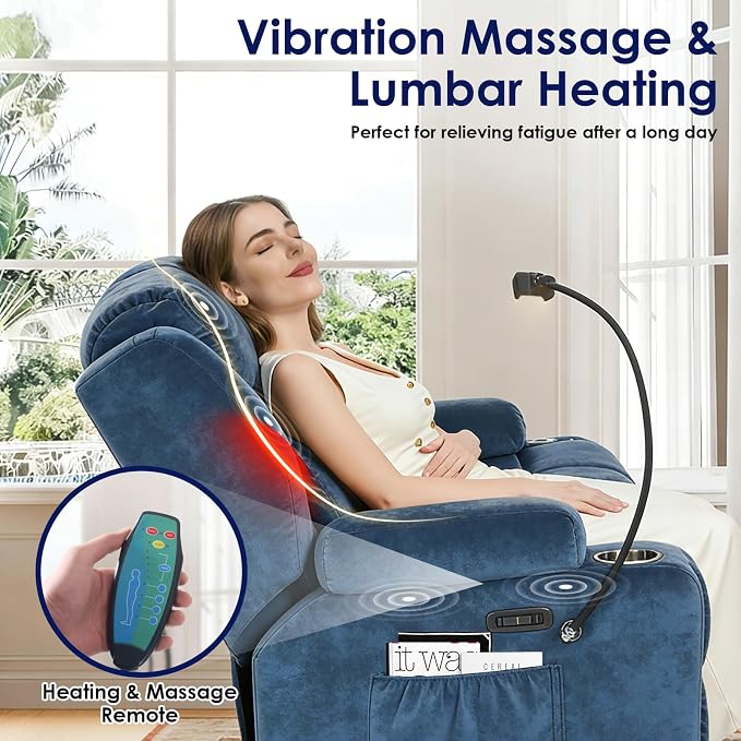 Redlife Power Loveseat Recliner Sofa with Console, Blue LED Lights - Image 5