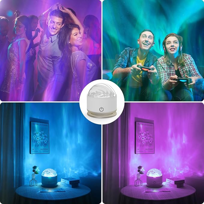 HUMIIEYE Northern Light Projector, Battery Operated Aurora Night Light with Timer Function, 13 Colors Galaxy Lamp Ripple Ceiling Projector Mood Ambient Lighting for Bedroom Adults Kids Room Girl Gift - Image 8
