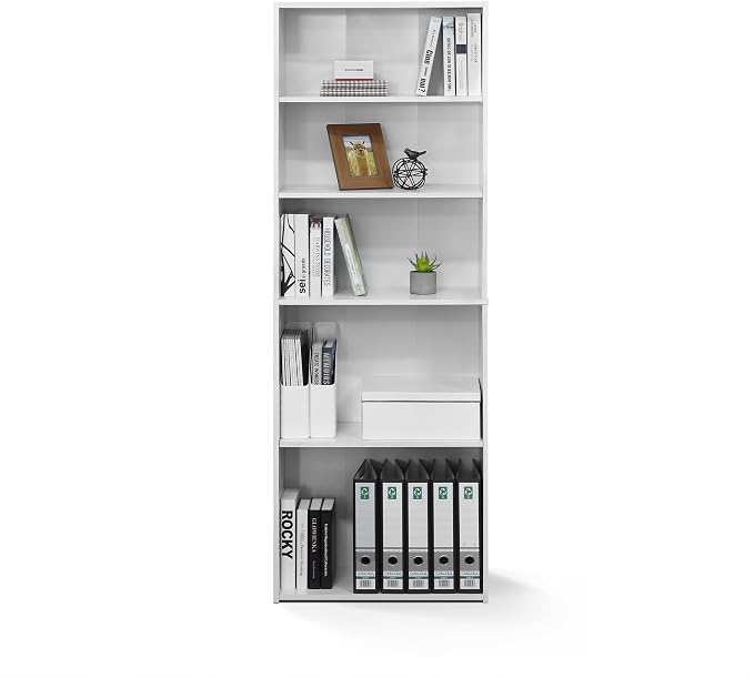 FURINNO Wright 5-Shelf Bookcase, Soft White - Image 6