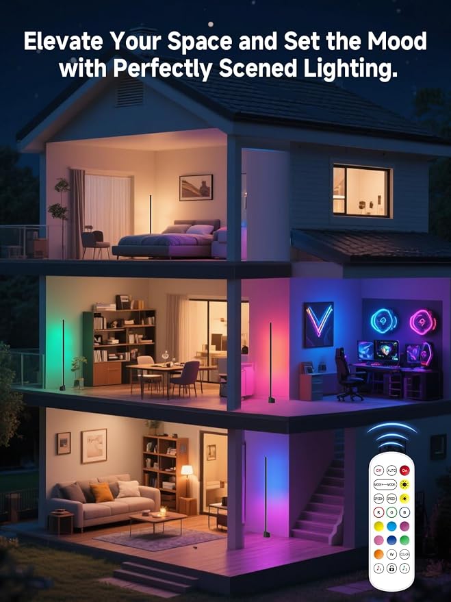 Tyute Standing Floor Lamp, RGB LED Lamp with Music Sync, Smart App and Remote Control Ambience Light with Music Sync, LED Lamp with 16 Million Colors for Bedroom, Living Room Gaming Room - Image 7