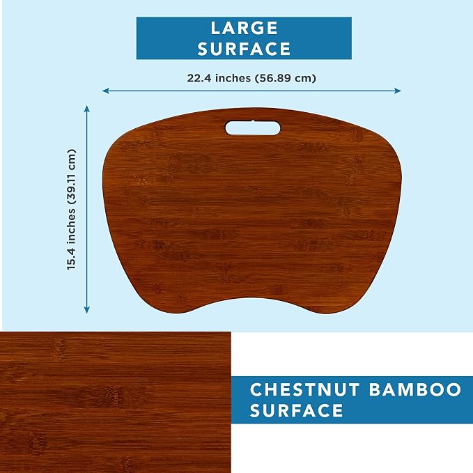 ROSSIE Home XL Bamboo Lap Desk – Chestnut, Fits 17.3” Laptops - Image 5