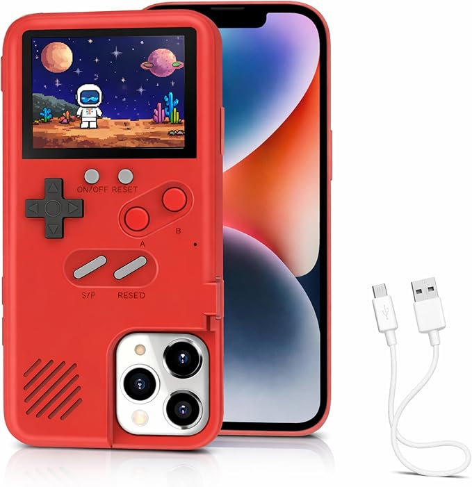 Game Phone Case, 168 Built-in Small Video Games, Red, Compatible with iPhone 16 Pro by Chu9