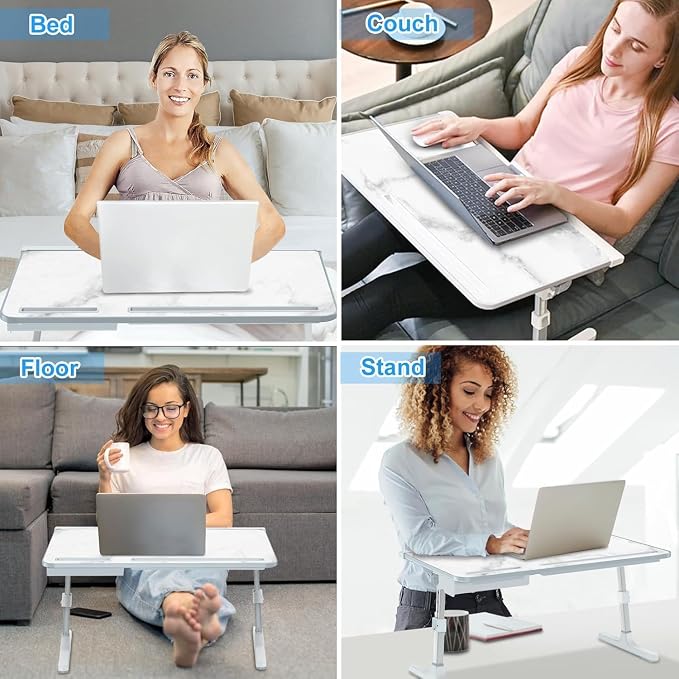 Laptop Desk for Bed, EVETTO X-Large Adjustable Laptop Table, Marble - Image 6