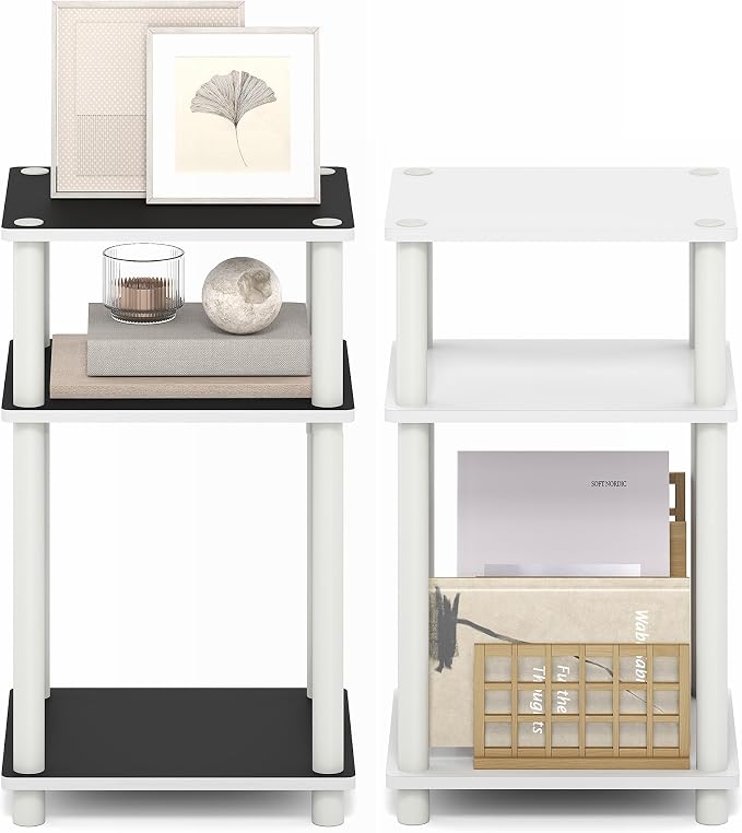 Furinno Turn-N-Tube 3-Tier Toolless Side Table, Compact, White(Espresso) - Image 6
