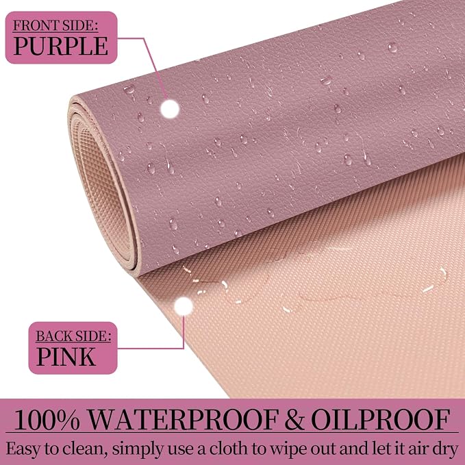 Leather Desk Pad Mat, Dusty Pink Desk Mat, 23.6" x 13.7" | Non-slip and Waterproof Computer Mat, Desk Protector for Office/Home, Desk Accessories for Women - Image 3