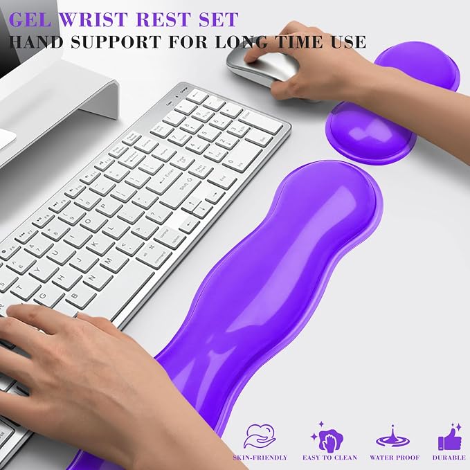 Gel Wrist Rest for Keyboard and Mouse, Wrist Rest for Keyboard, Mouse Wrist Support, Pain Relief, Cool Touch, Non-Skid, Keyboard and Mouse Wrist pad Set - Image 6