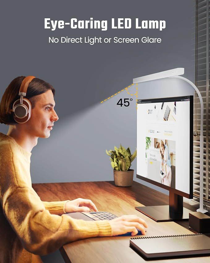 SUPERDANNY LED Desk Lamp for Office Home, 12W Eye-Caring Light with Clamp - Image 2