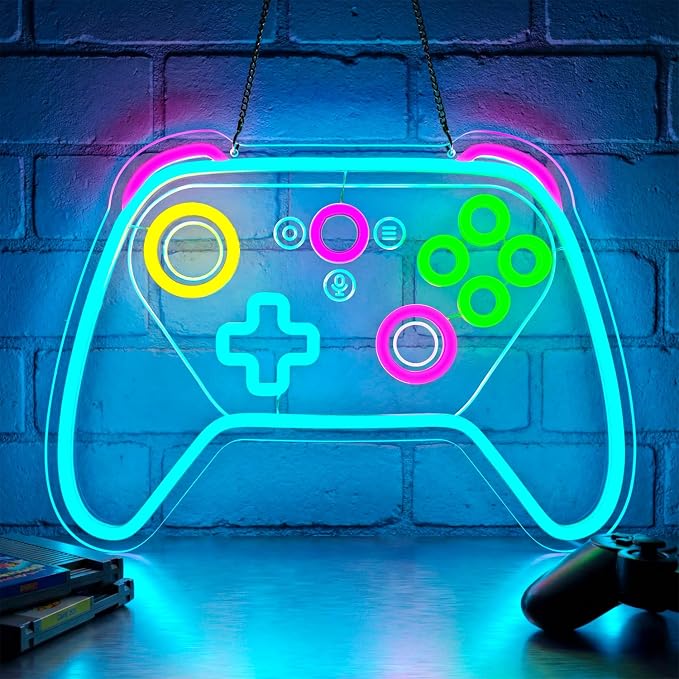 Gamer Neon Sign,Game Controller LED Sign for Gaming Room Decor,USB Powered Dimmable Neon Sign for Gamer Room,Game Neon Sign for Teen Boy Room Decor,Gaming Wall Decor,Gamer Gifts for Boys,Kids by YourVibeYourNeon