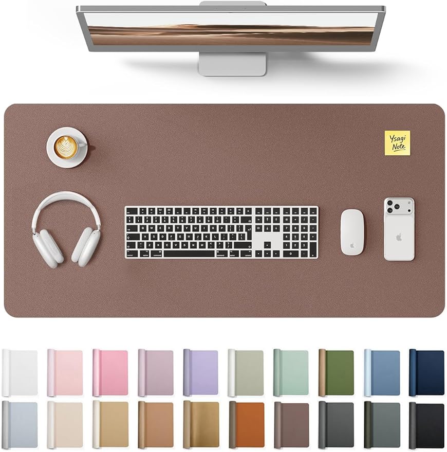 YSAGi Desk Protector&Blotter, Non-Slip Waterproof Leather Mouse Pad | Shields Scratches, Stains, Spills, Heat & Scuffs; Suede Non-Slip; Easy-Clean; Comfy Writing/Typing, 31.5" x 15.8",Chocolate by YSAGi