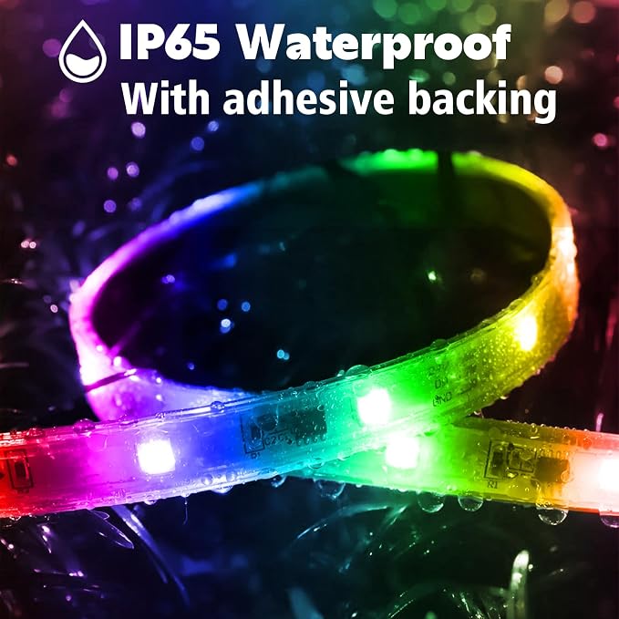 LETIANPAI 200ft Outdoor LED Strip Lights Waterproof, IP68 Outside Led Light Strips with App and Remote,Music Sync RGB Exterior Rope Self Adhesive Back for Deck,Balcony,Pool - Image 7