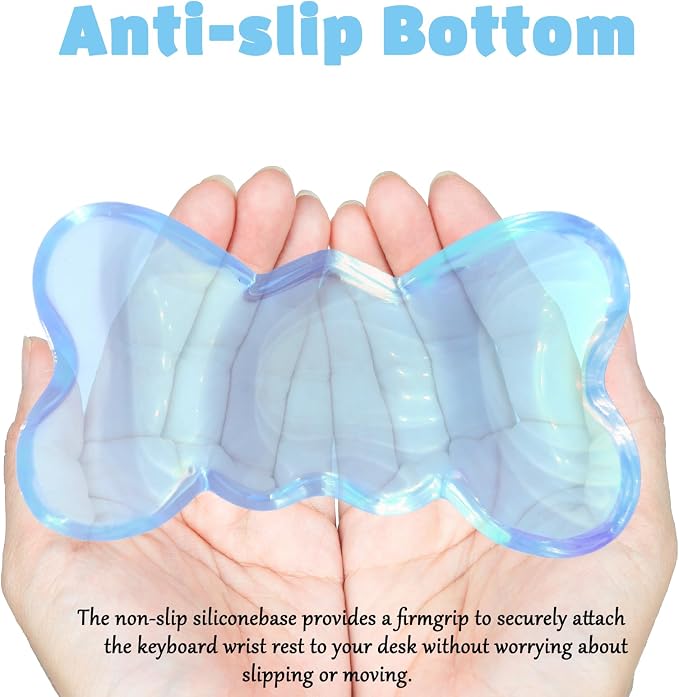 Gel Wrist Rest for Keyboard and Mouse Transparent Blue Bow Elbow Pad Cushion Ergonomic Cute Clear Cool Heart Mouse Wrist Pad Silicone Non-Slip Support for Computer Gaming Home Office Women Hand Pillow - Image 6