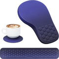 EYROZILL 3 in 1 Ergonomic Mousepad with Wrist Rest, Gaming Keyboard Mouse Pad with Wrist Support Non-Slip Base Massage Design, Pain Relief (Blue/Black) by EYROZILL