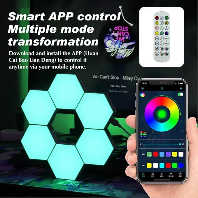 Hexagon LED Light Panels 8 Pack – RGB Wall Decor Lights with Music Sync, App & Remote – Modular Home & Christmas Decor for Bedroom, Living Room, and Room Decor - Image 6