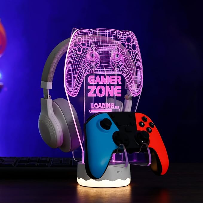 YuanDian Light up Headphone Controller Holder, 16 Colors 3D LED Lights Gamepad Headset Stand, Game Controller Hanger for All Universal Gaming PC Accessories - Image 5