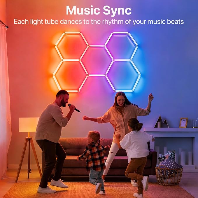 HYPERLITE Hexagon Garage Lights: Gen IV-8 Grid Hexagon LED Lights with Music Sync Mode, App & Remote Control, Multi-Color Honeycomb Light for Gaming Room, Gym, Garage - Image 5