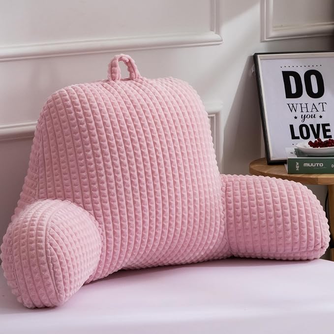 A Nice Night Pink 18.5" Bed Wedge Reading Pillows with Arms for Sitting - Image 6