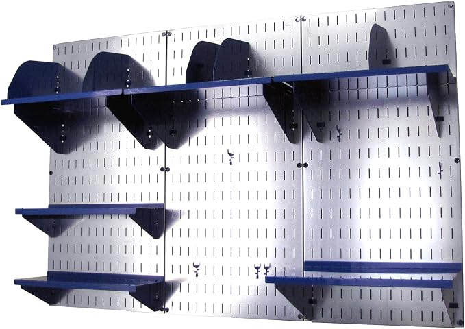 Wall Control Office Organizer Unit Wall Mounted Office Desk Storage and Organization Kit Slotted Metallic Wallboards and Blue Accessories - Image 2