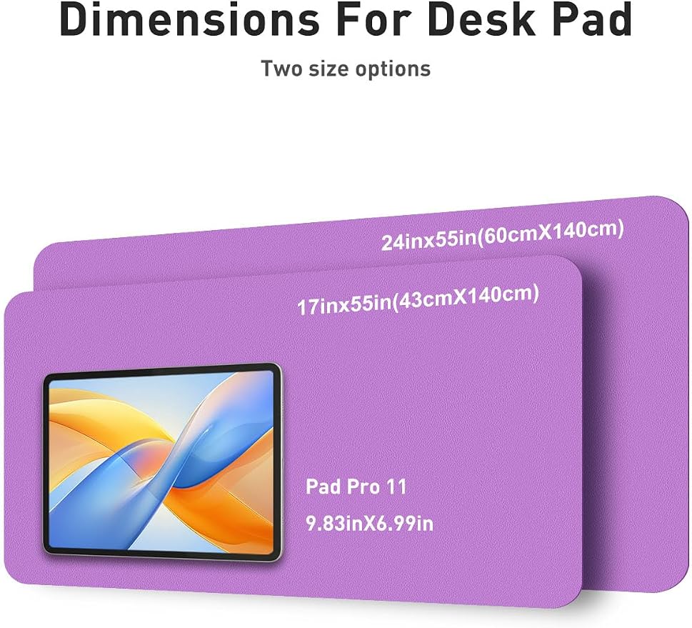 Aothia Faux Leather Desk Mat - Non-Slip PU Leather Desk Blotter, Waterproof Writing Surface, Large Desk Pad for Office & Home (Iris Violet, 55" x 24") - Image 5