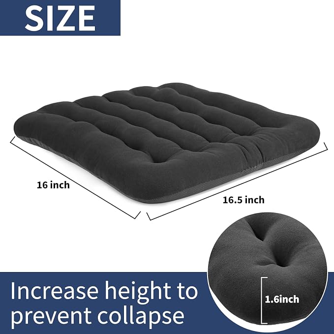 BUYUE Good Support Office Chair Cushion Padded, Soft Velvet Comfortable Non-Slip Seat Cushion for Computer Desk Kitchen Chair (1 Count, Gray) - Image 2