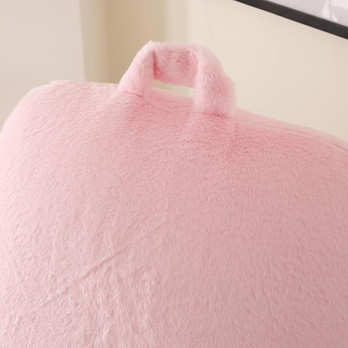 Large Plush Backrest Pillow for Sitting in Bed,Faux Fur,White | 19" Back Pillow with Arms Supports Adults,College Students,Elbows & Forearms for Dorm Reading,Gaming,Watching TV - Image 8